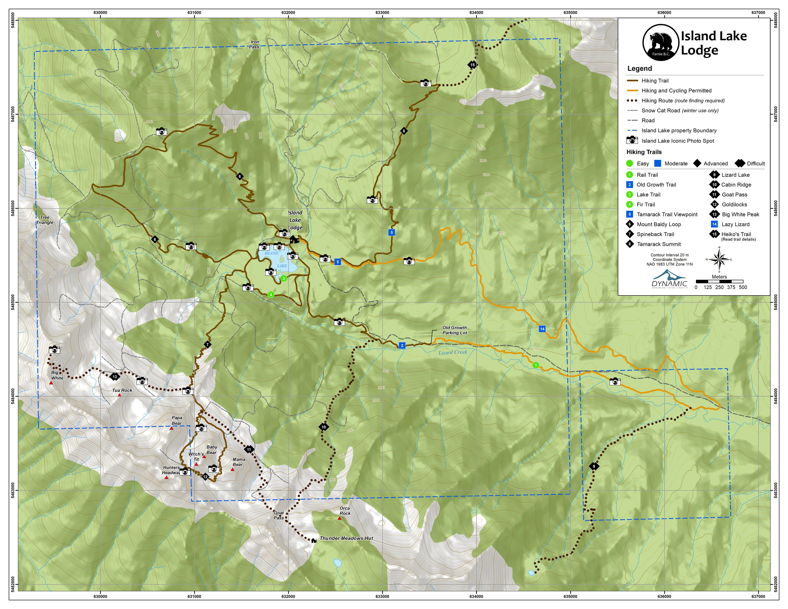 Island Lake’s summer hiking and biking map with a printed trail legend