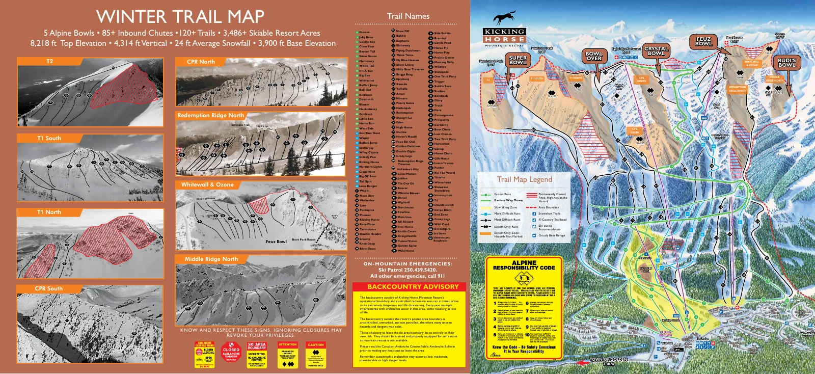 Kicking Horse trail map