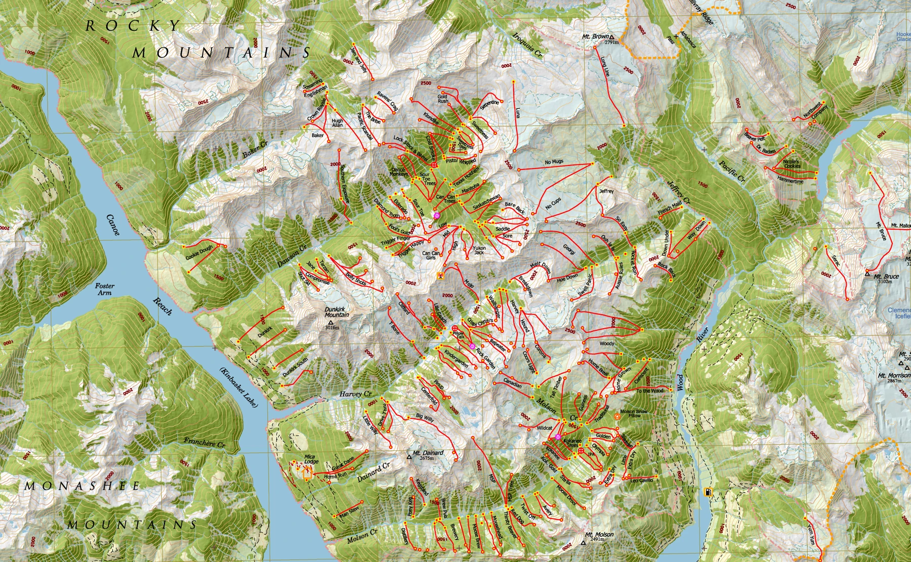Mica Heliskiing terrain map