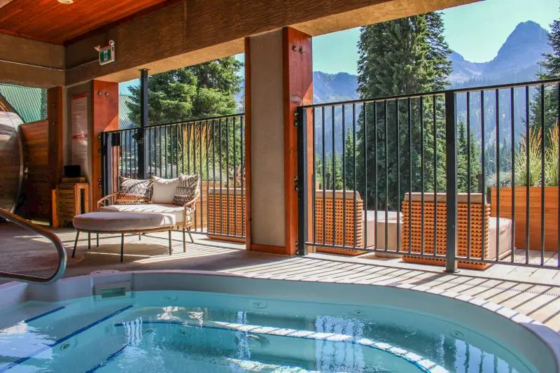 Tamarack’s hot pool overlooking the mountains